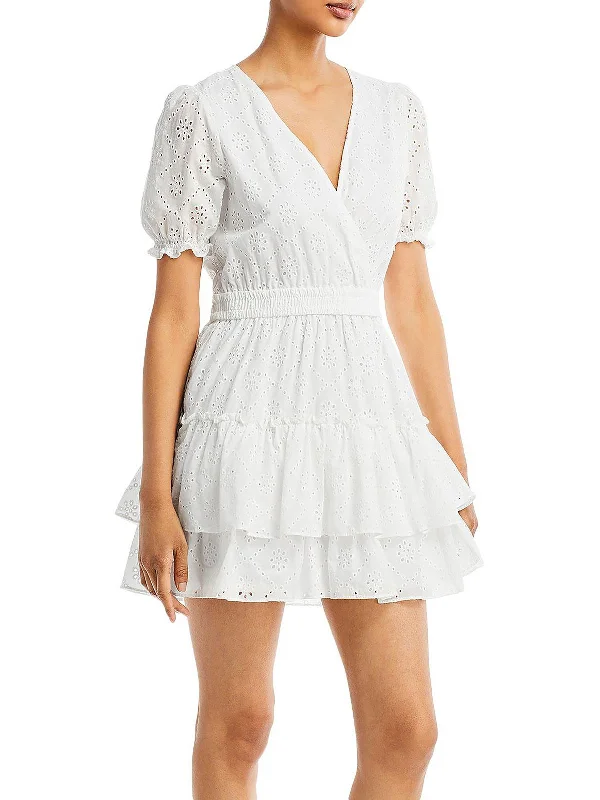Hurry In Reese Womens Tiered Short Mini Dress