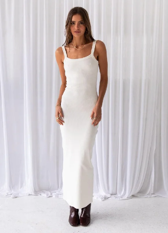 Price Break Necessity Organic Cotton Rib Maxi Dress - Ivory