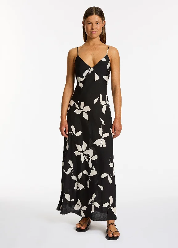 Holiday Sale Elora Bloom Slip Maxi Dress - Black