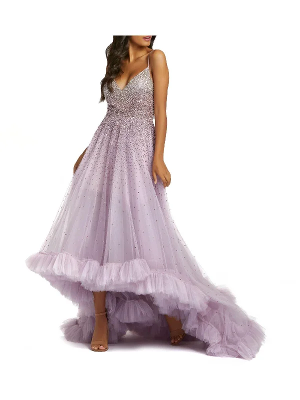 Instant Discount Womens Embellished High-Low Evening Dress