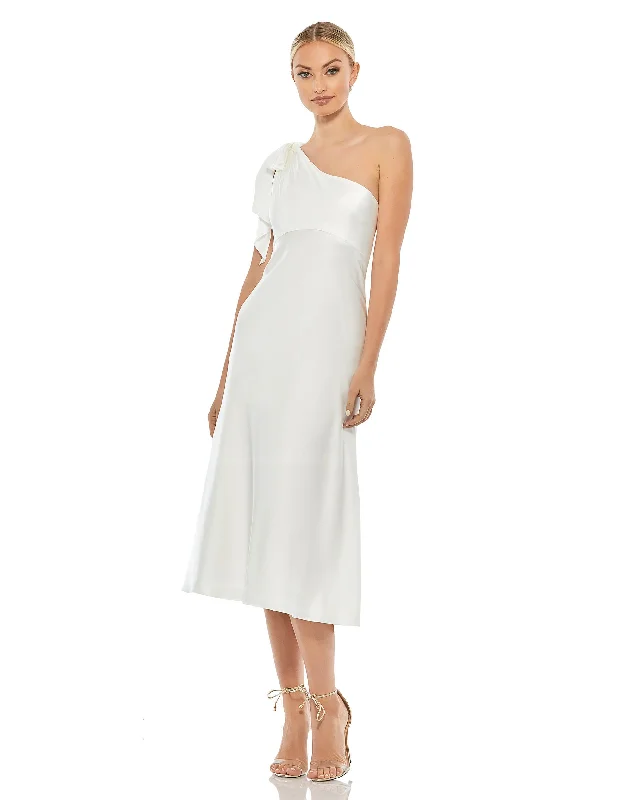 Can't Miss Satin One Shoulder Midi Dress