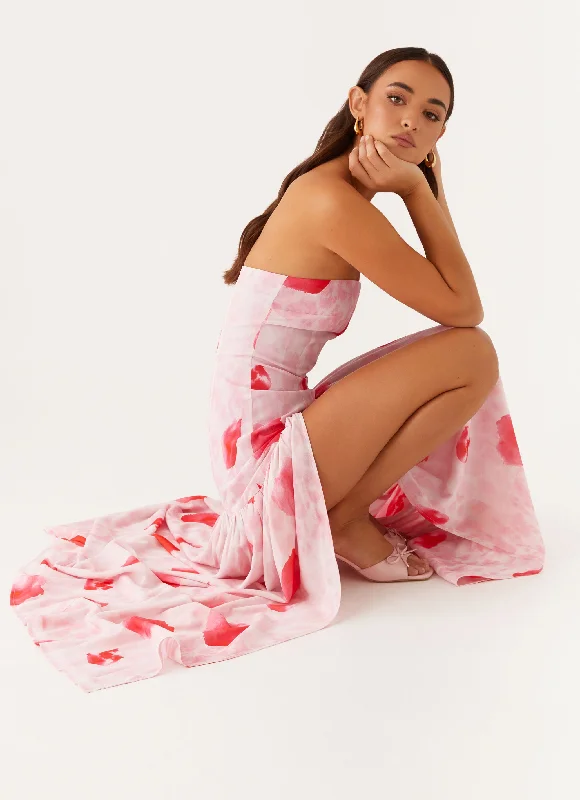 Factory Direct Sale Eden Strapless Maxi Dress - Rose Leopard