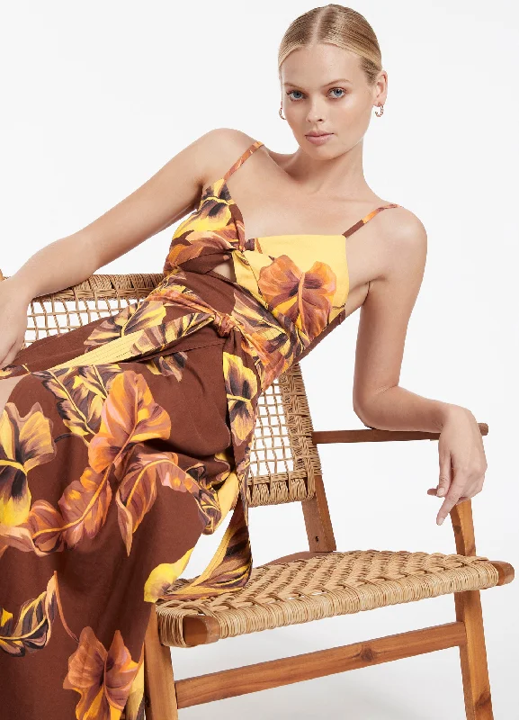 Discount Deals Palmas Spliced Dress - Chocolate