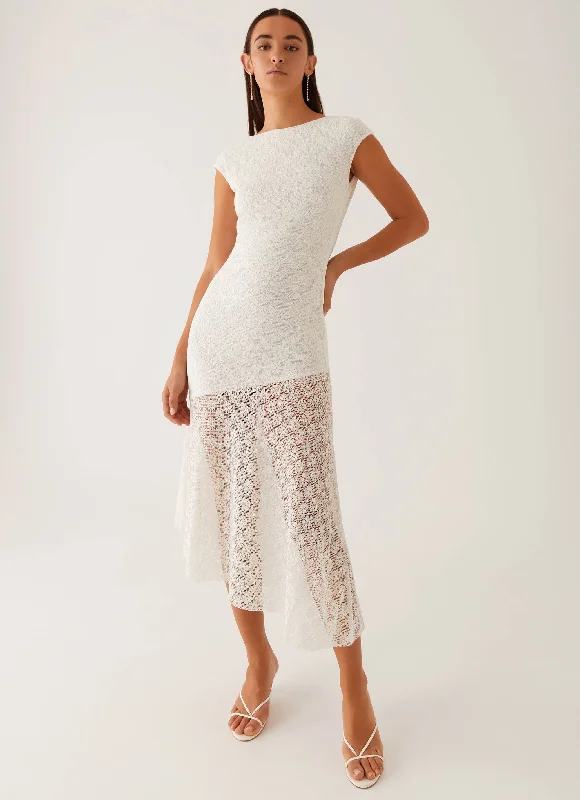New Deals Arielle Open Back Midi Dress - White