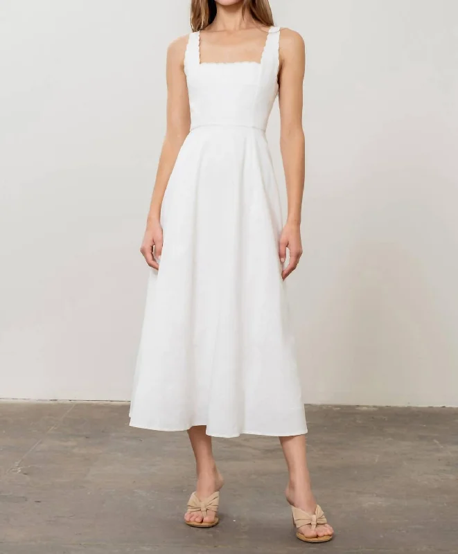 Buy Now Scallop Smock Dress In White