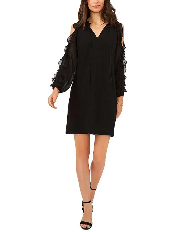 Steals and Deals Petites Womens Ruffled Mini Cocktail and Party Dress