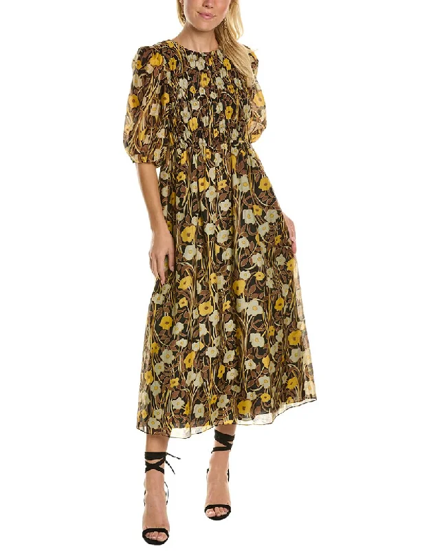 Quick Sale Rebecca Taylor Daphne Fleur Silk-Blend Dress