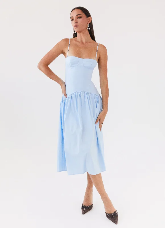 Act Fast Yvette Corset Midi Dress - Blue