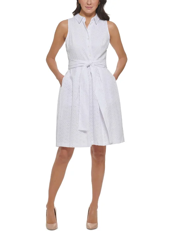 Final Markdown Womens Cotton Knee-Length Shirtdress
