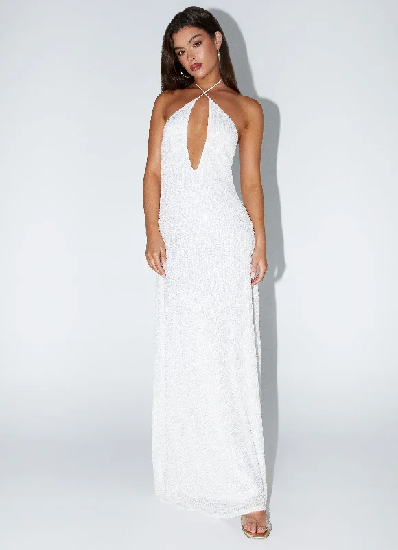 New Deals Latanya Sequin Maxi Dress - White