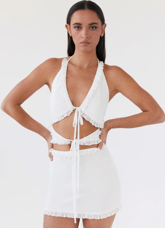 Anniversary Sale Love Exchange Ruffle Mini Dress - White