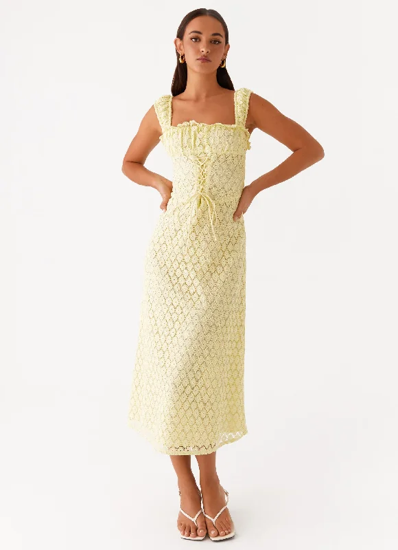 Online Specials Keziah Tie Front Midi Dress - Lemon