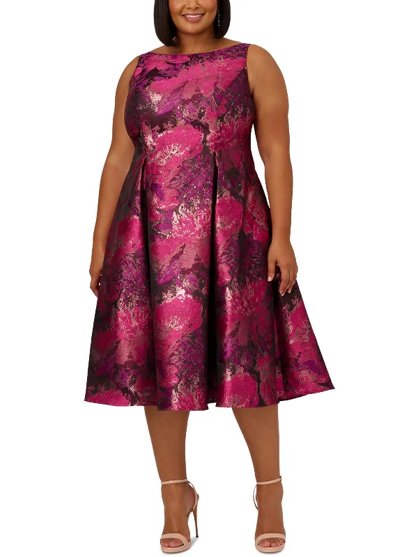 Special Promotion Plus Womens Metallic Midi Cocktail And Party Dress