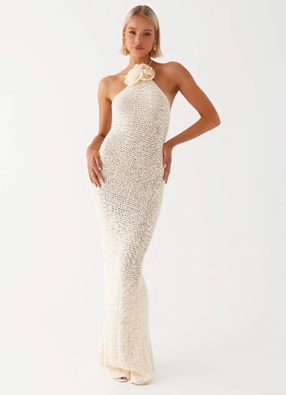Deal of the Week Gia Rose Halter Neck Maxi Dress - Ivory