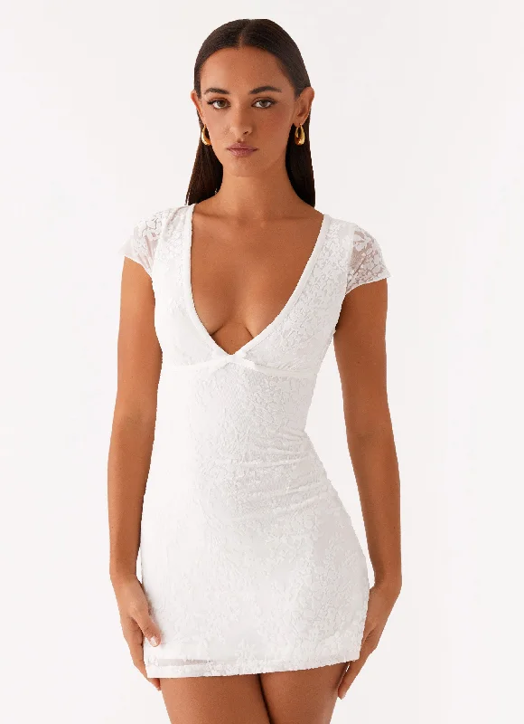 Can't Miss Nessa Mesh Mini Dress - White