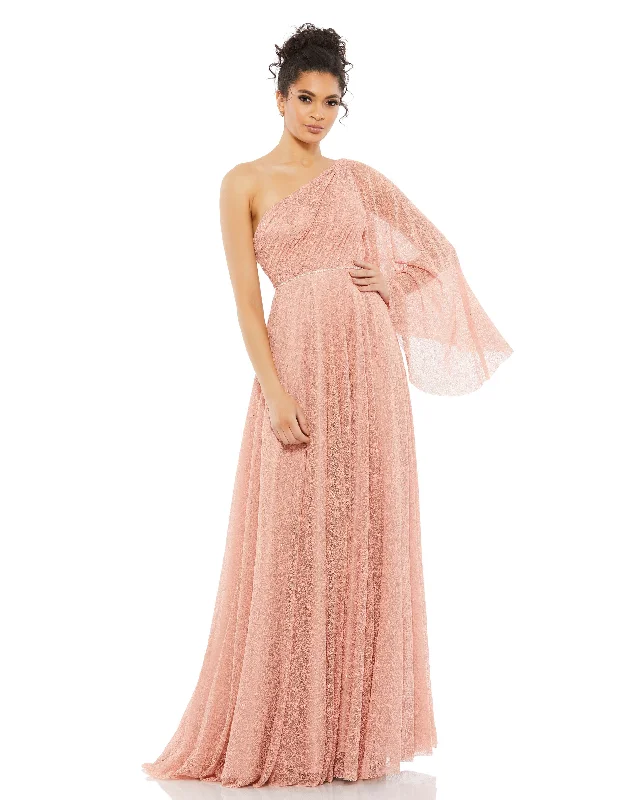 Low Prices Lace One Shoulder Illusion Sleeve A Line Gown