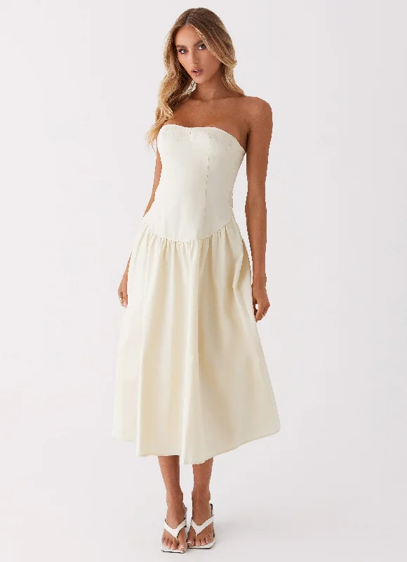 Epic Deals Rosebud Bustier Midi Dress - Ivory