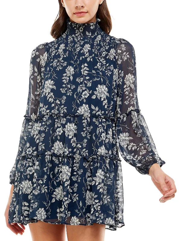 Today’s Special Womens Floral Print Mockneck Mini Sheath Dress