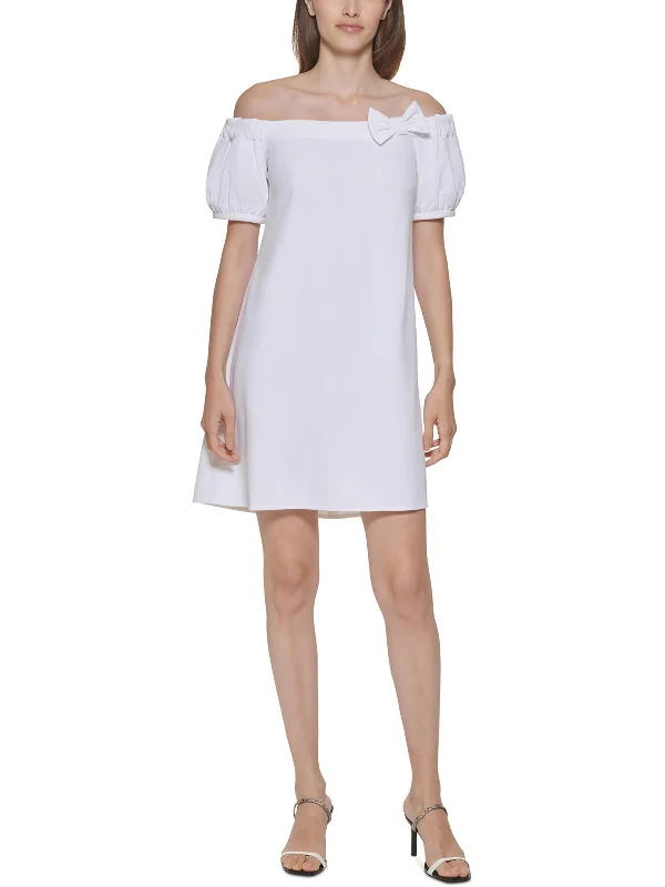 Markdowns Womens Bow Above Knee Sheath Dress