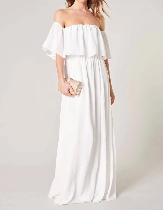 Clearance Event Enamored Off The Shoulder Ruffle Dress In White