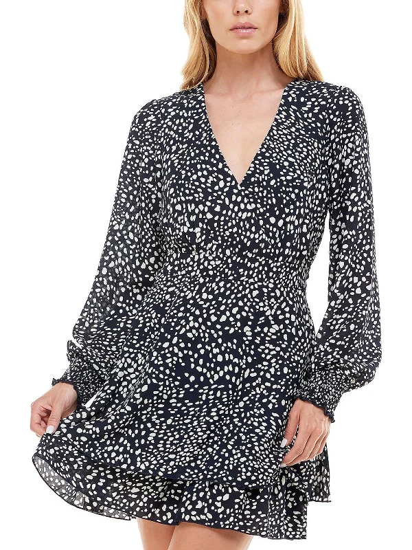 Price Reduction Juniors Womens Polka Dot Short Mini Dress