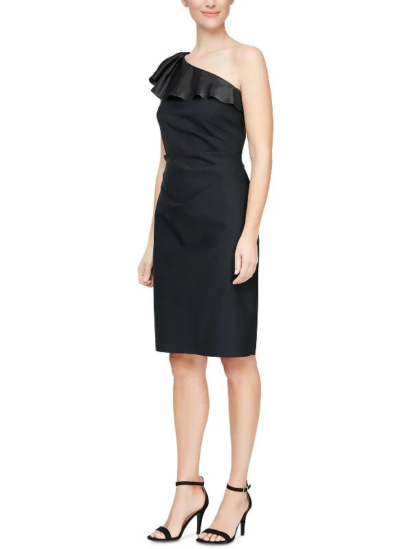 Savings Event Womens Ruffled Knee-Length Cocktail and Party Dress