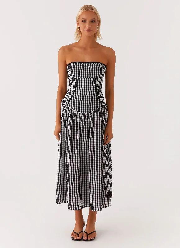 Limited Stock Larnie Midi Dress - Black Gingam