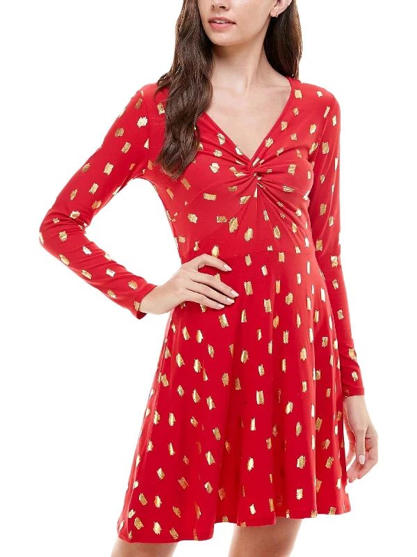 Fantastic Offers Juniors Womens Metallic Mini Fit & Flare Dress