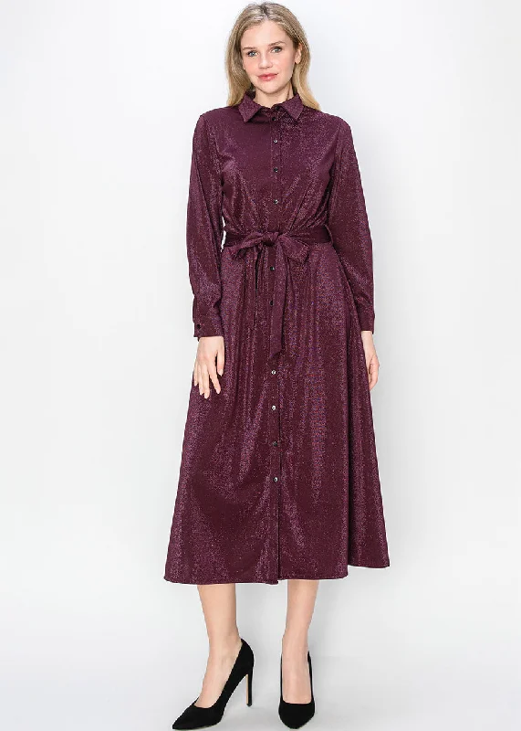 Best Deals Burgundy Glitter Midi Dress
