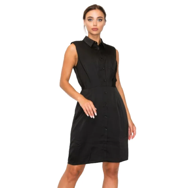 Closeout Button-down Pleated Shirt Dress