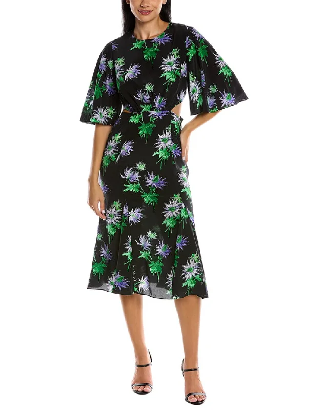 Price Meltdown Les Reveries Flutter Sleeve Silk Wrap Dress