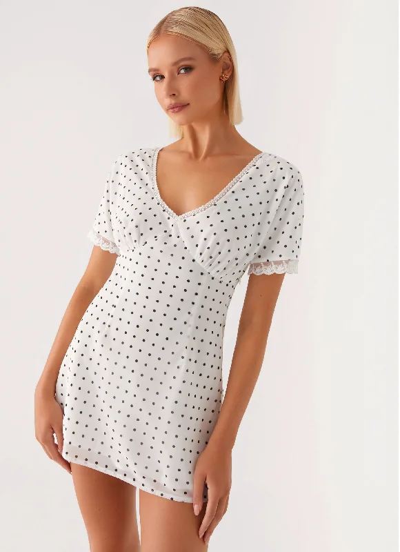 Extra Discounts Marlowe Mini Dress - White Polkadot
