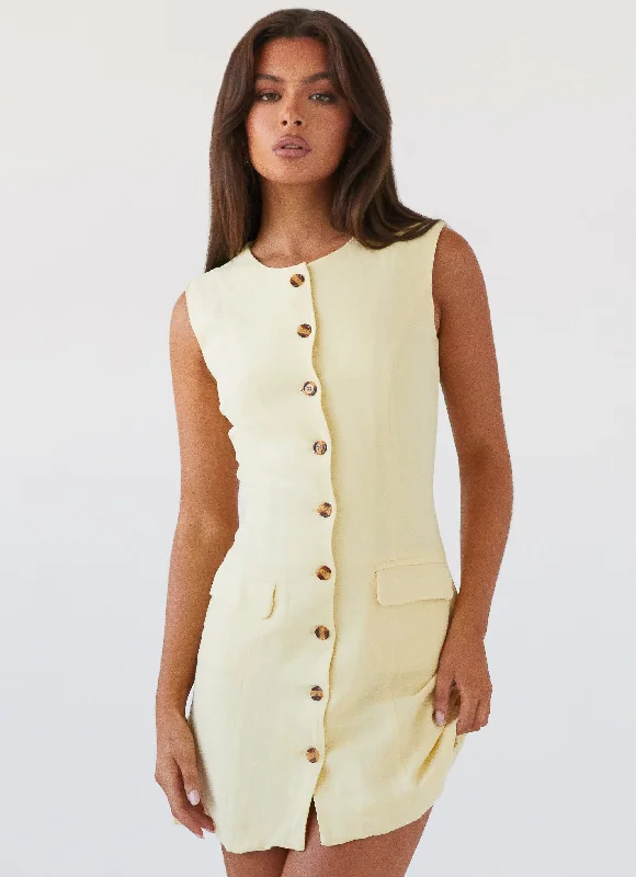 Bargain Prices Castello Fiore Linen Mini Dress - Lemon