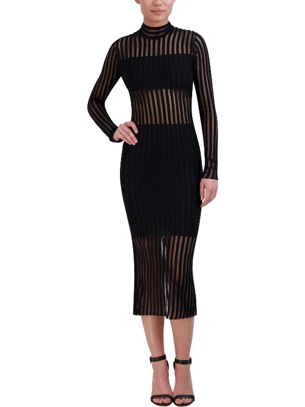 Special Promotion Womens Sheer Striped Midi Dress