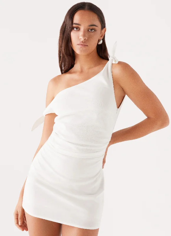Price Fest Amazonia Linen Mini Dress - White