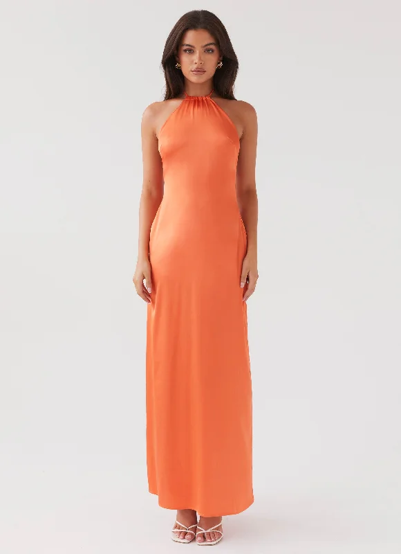 Today Only Melody Day Halterneck Maxi Dress - Tangerine