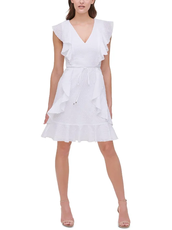 Super Sale Womens Sheer Mini Fit & Flare Dress
