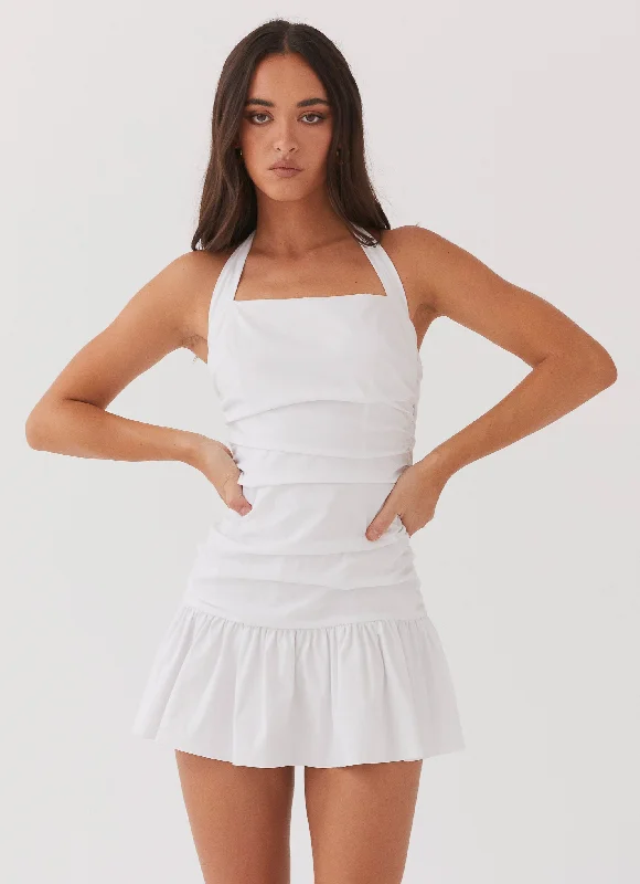 Online Only Cely Ruched Mini Dress - White