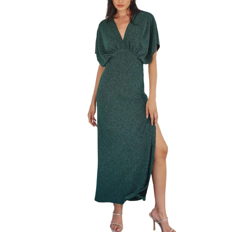 Blowout Sale Nightscape Blouson Maxi Dress In Emerald