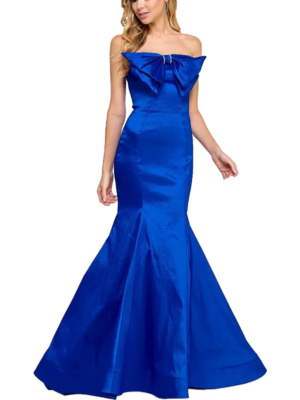 Special Offer Juniors Womens Strapless Bow Evening Dress