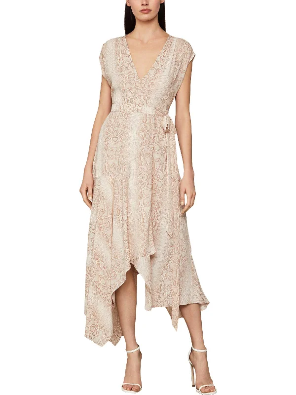 Huge Savings Womens Snake Print Hi-Low Wrap Dress