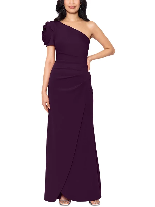 Midnight Madness Womens One Shoulder Formal Evening Dress