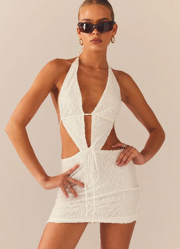 Blowout Deals Not For The Faint Of Heart Lace Mini Dress - Ivory