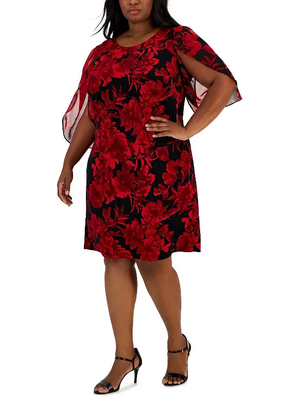 Unmissable Offer Plus Womens Floral Knee Shift Dress