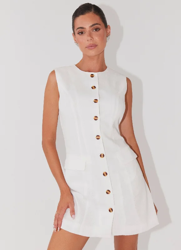 Clearance Sale Castello Fiore Linen Mini Dress - White