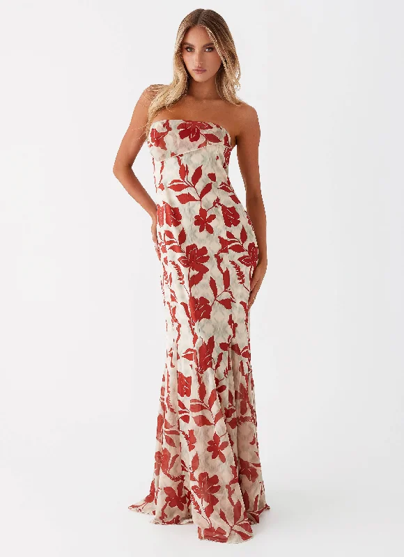Special Savings Willa Maxi Dress - Red Green Floral