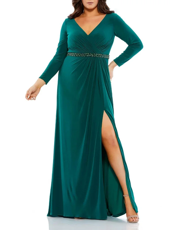 Buy More, Save More Plus Womens Beaded Long Evening Dress