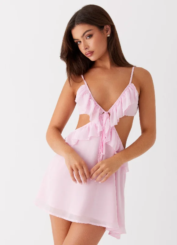 Limited Availability Polly Ruffle Mini Dress - Pink