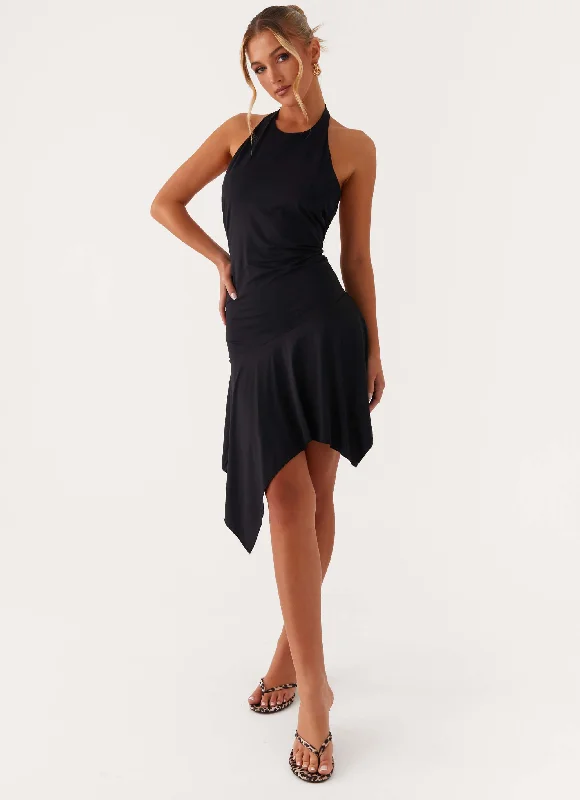 Stock Up and Save Lilyana Low Back Halter Midi Dress - Black