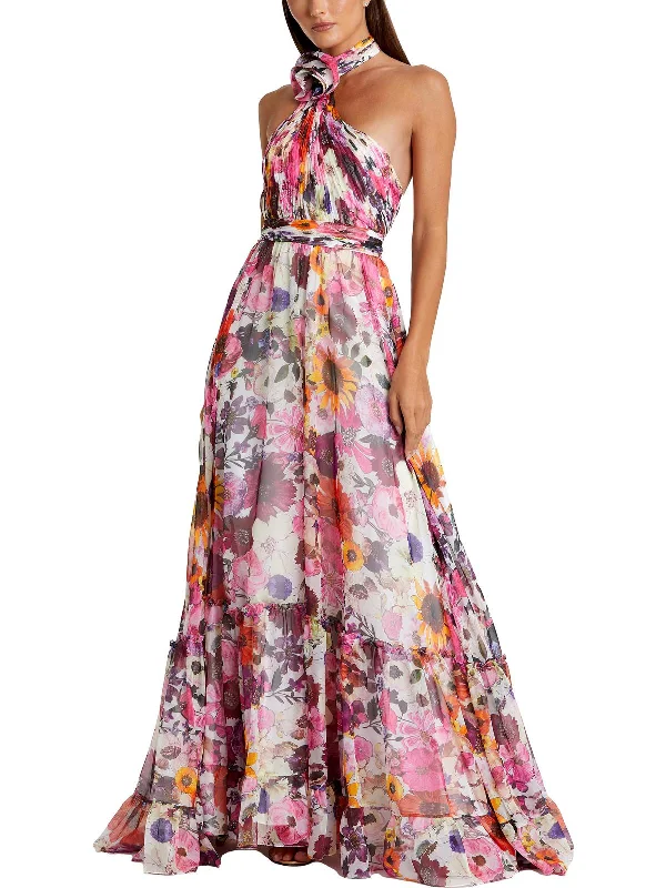 Last Chance Womens Chiffon Floral Evening Dress